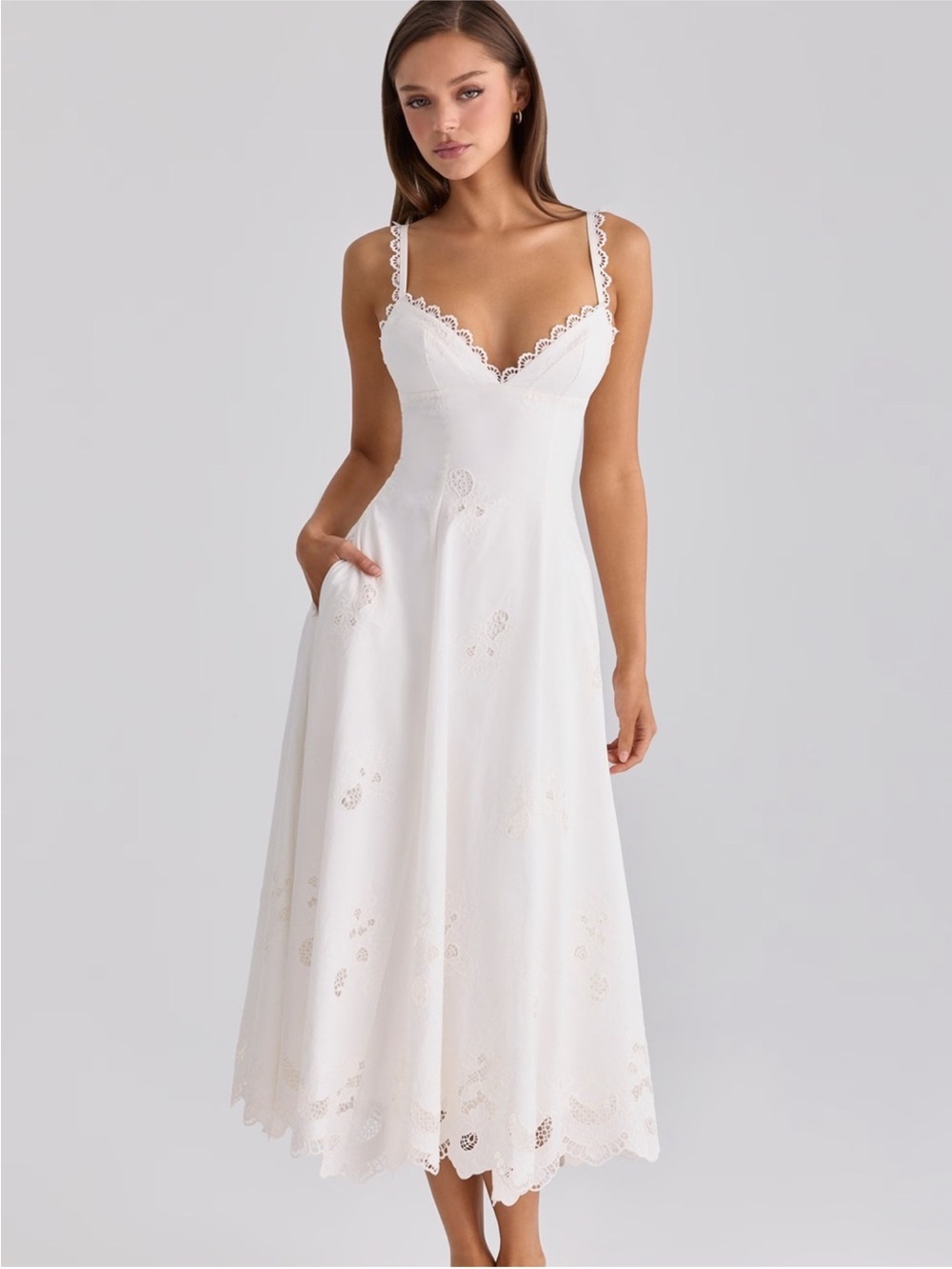 House of CB Tatiana Sundress Midi with Scallop Trim - Picture 2 of 3